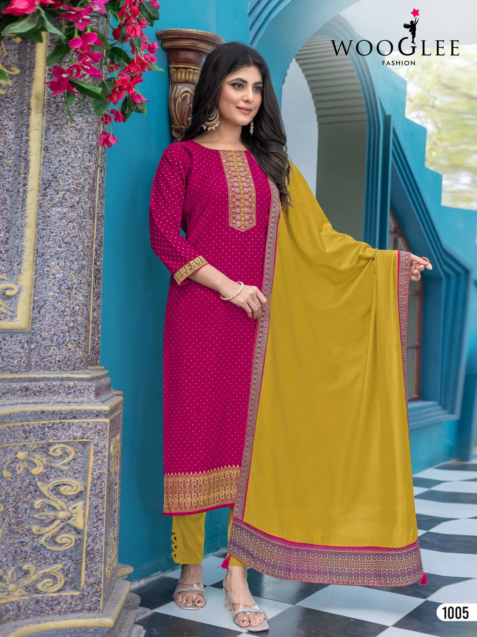 Skyline By Wooglee Vetican Printed Kurti With Bottom Dupatta Wholesale Online